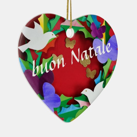 Buon Natale / Frohe Weihnachten auf Italienisch Keramik Ornament (Rechts)