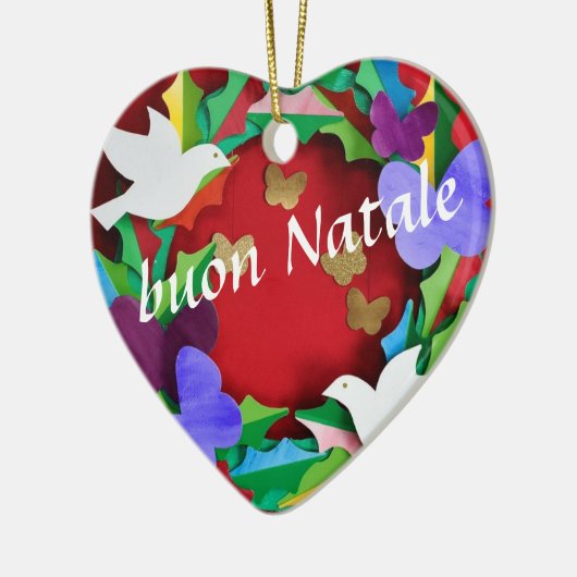 Buon Natale / Frohe Weihnachten auf Italienisch Keramik Ornament (Links)
