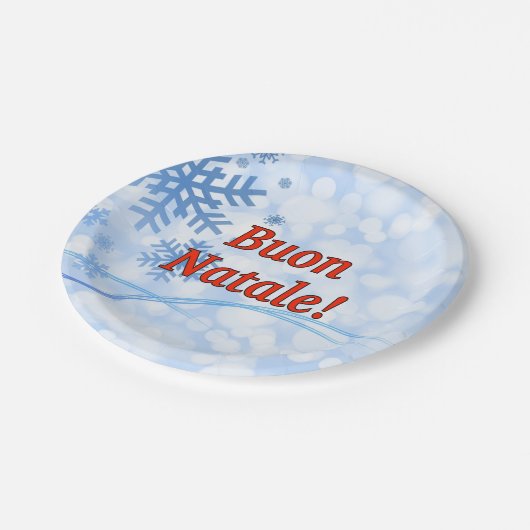 Buon Natale! Frohe Weihnachten in italienischem Rf Pappteller (Schrägansicht)