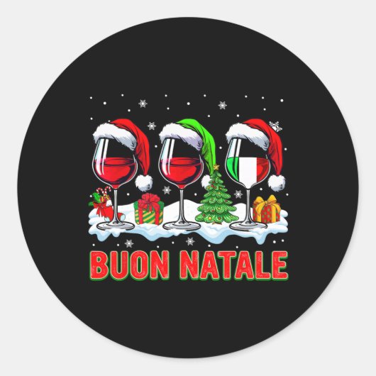 Buon natale fröhliche Weihnachten Italienisch drei Runder Aufkleber (Vorderseite)