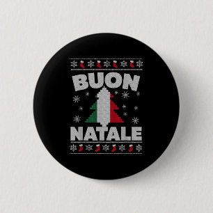 Buon Natale Frory Weihnachtsbaum Italienisch Ugly  Button