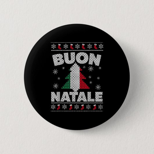 Buon Natale Frory Weihnachtsbaum Italienisch Ugly  Button (Vorderseite)