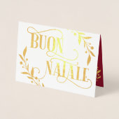 Buon Natale Gold Berries Red Family Foto Folienkarte (Vorderseite)