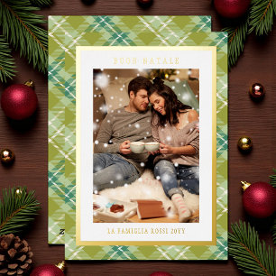 Buon Natale Green Kariert Tartan Foto Folien Feiertagskarte