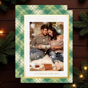 Buon Natale Green Kariert Tartan Foto Folien Feiertagskarte