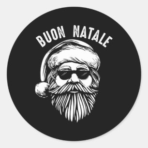 Buon Natale Italian Babbo Natale Sonnenbrille Runder Aufkleber