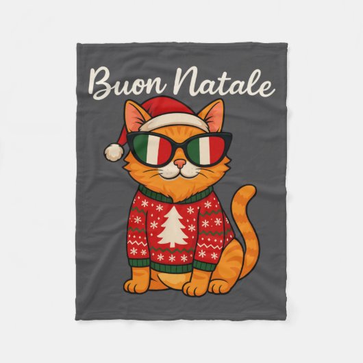 Buon Natale Italian Cat Christmas, Italy Pride Hol Fleecedecke (Vorderseite)