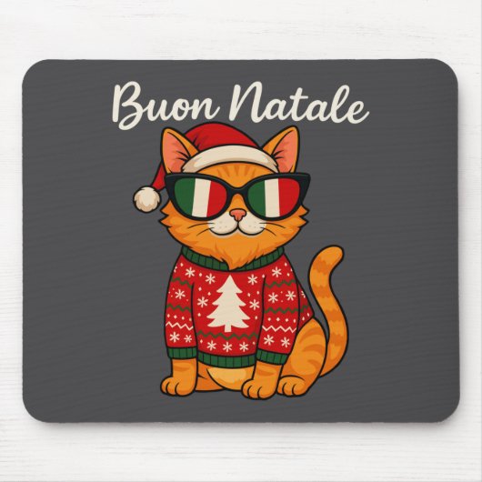 Buon Natale Italian Cat Christmas, Italy Pride Hol Mousepad (Vorne)