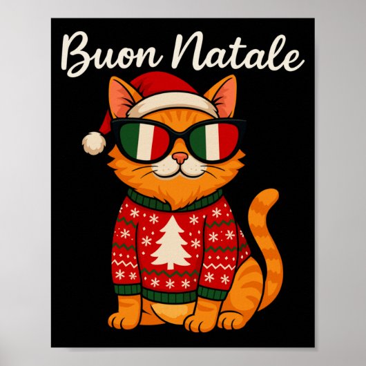 Buon Natale Italian Cat Christmas, Italy Pride Hol Poster (Vorne)