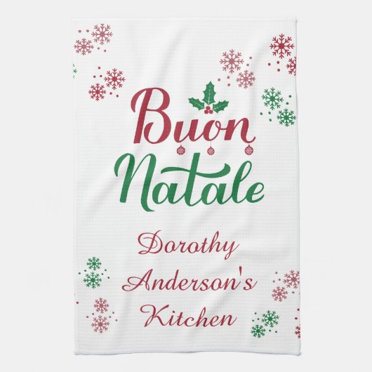 Buon Natale Italian Christmas Kitchen Geschirrtuch (Vertikal)
