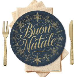 Buon Natale Italian Christmas - Navy & Gold Pappteller