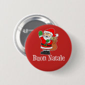 Buon Natale Italian Christmas Santa Red Button (Vorne & Hinten)