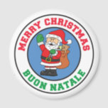 Buon Natale Italian Christmas Santa Santa Magnet<br><div class="desc">Buon Natale Italienischer Weihnachtsmann. Sage frohe Weihnachten auf Italienisch mit diesem niedlichen Buon Natale Cartoon Santa Design.</div>