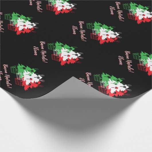 Buon Natale Italian Christmas tree design custom Geschenkpapier (Ecke)