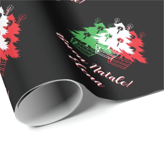 Buon Natale Italian Christmas tree design custom Geschenkpapier (Rolleneckpunkt)