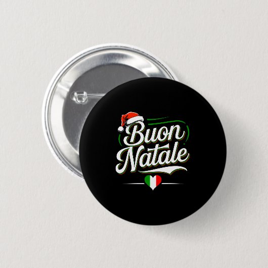 Buon Natale Italian Family Christmas Italy Pride H Button (Vorne & Hinten)