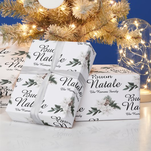 Buon Natale Italian MerChristmas Floral Geschenkpapier (Feiertage)