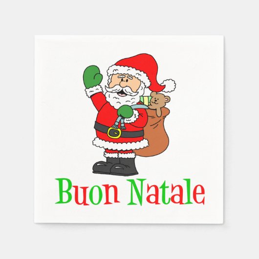 Buon Natale Italian MerChristmas Santa Napkins Serviette (Vorderseite)