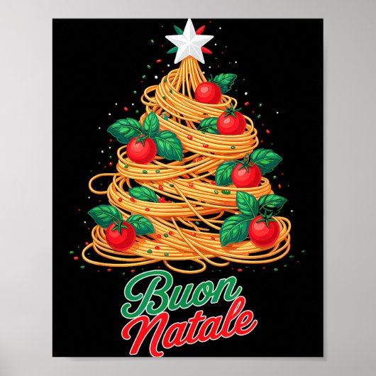 Buon Natale Italian Pasta Spaghetti Funny Christma Poster (Vorne)