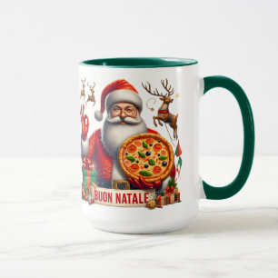 Buon Natale Italian Santa mit Pizza & Reindeer Tasse