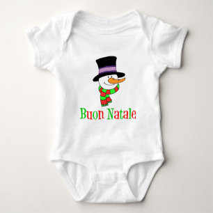 Buon Natale Italian Snowman Kids Baby Strampler