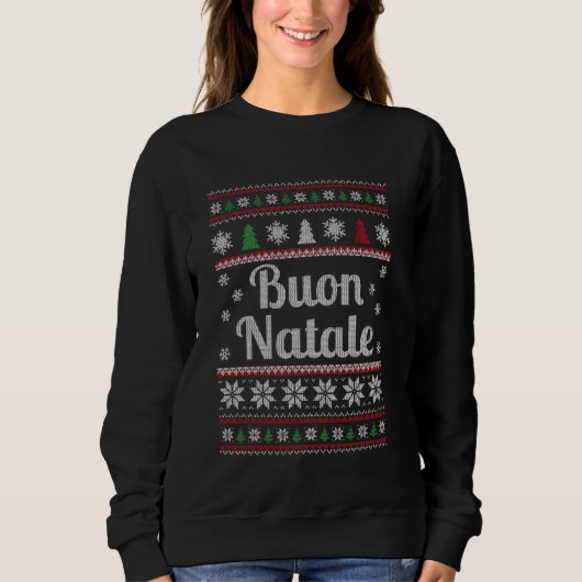 Buon Natale Italian Ugly Christmas Pattern Shirt (Vorderseite)