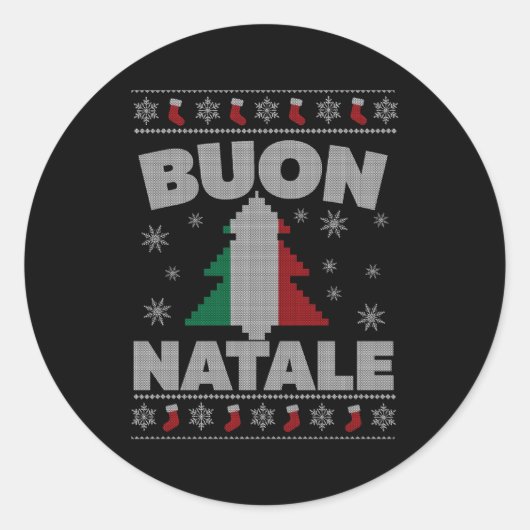 Buon Natale Italian Ugly for and Runder Aufkleber (Vorderseite)