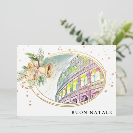 *~* BUON NATALE Italien AP20 Holiday Party Foto Einladung (Stehend Vorderseite)