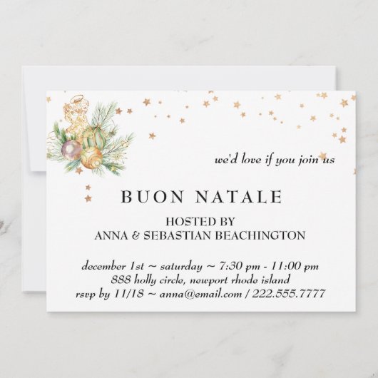 *~* BUON NATALE Italien AP20 Holiday Party Foto Einladung (Rückseite)