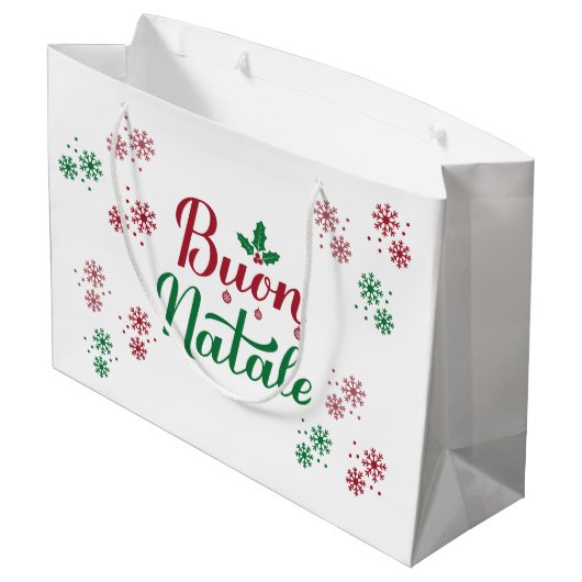 Buon Natale Italienisch Frohe Weihnachten Große Geschenktüte (Rückseite Schrägansicht)