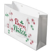 Buon Natale Italienisch Frohe Weihnachten Große Geschenktüte (Vorderseite Schrägansicht)