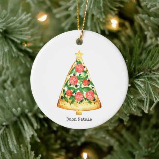Buon Natale Italienisch Frohe Weihnachtspizza Slic Keramik Ornament (Baum)