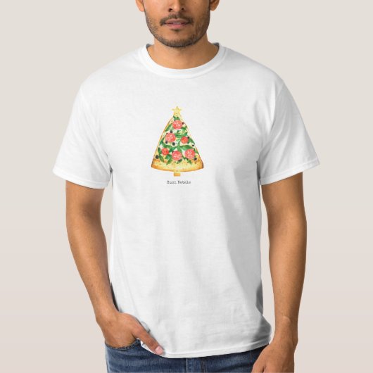 Buon Natale Italienisch Frohe Weihnachtspizza Slic T-Shirt (Vorderseite)