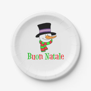 Buon Natale Italienisch Frohe Weihnachtsschneemann Pappteller