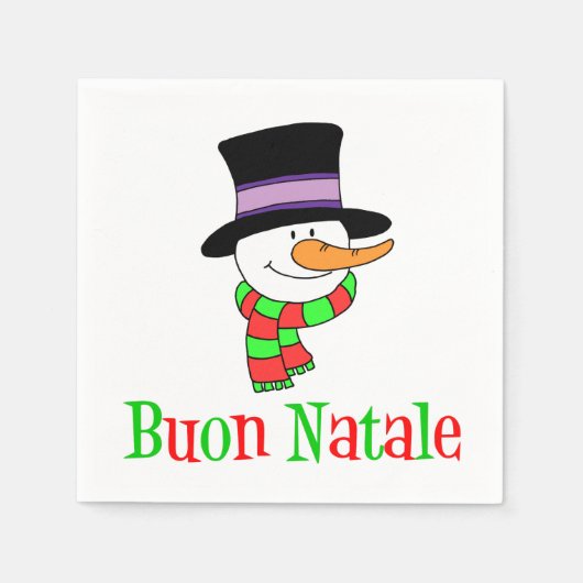 Buon Natale Italienisch Frohe Weihnachtsschneemann Serviette (Vorderseite)