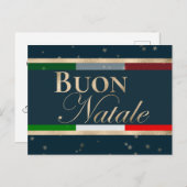 Buon Natale Italienische Fahne zu blauen Weihnacht Postkarte (Vorne/Hinten)