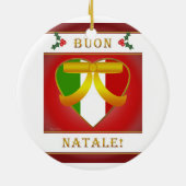 Buon Natale Italienische Flagge Herz - Rundschau Keramikornament (Hinten)