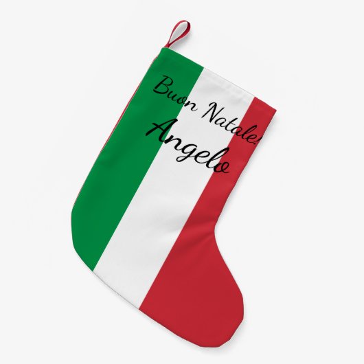 Buon Natale Italienische Flagge personalisierter N Kleiner Weihnachtsstrumpf (Vorderansicht (hängend))