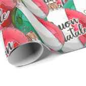 Buon Natale Italienische Flaggenverzierungen Geschenkpapier (Rolleneckpunkt)
