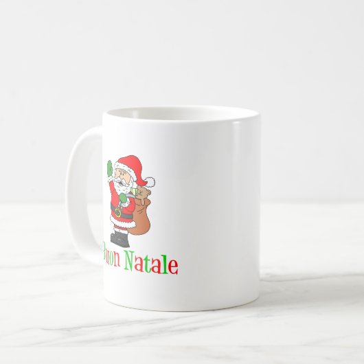 Buon Natale italienische frohe Kaffeetasse (Vorderseite Links)