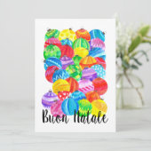 Buon Natale Italienische Weihnachtsbaumwolle, Aqua Einladung (Stehend Vorderseite)