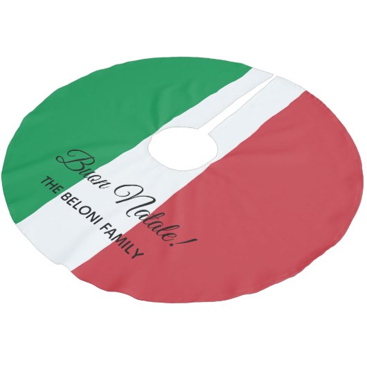 Buon Natale italienischer Flagge Polyester Weihnachtsbaumdecke (Schrägansicht)