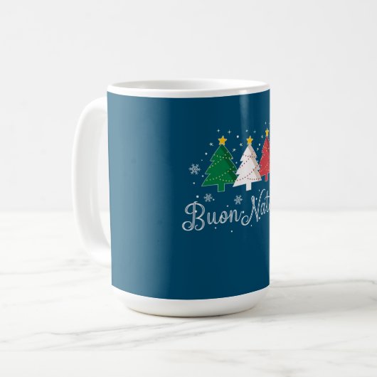 Buon Natale Italienischer Weihnachtsbaum Kaffeetasse (Vorderseite Links)