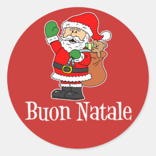 Buon Natale Italienischer Weihnachtsmann (RED) Runder Aufkleber