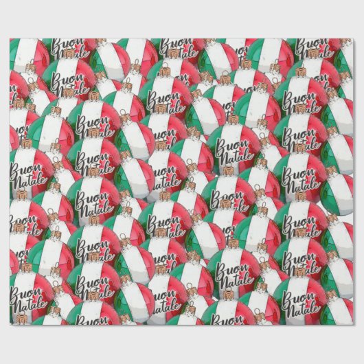 Buon Natale Italienisches Flag Ornamente Umschlagp Geschenkpapier (Flach)
