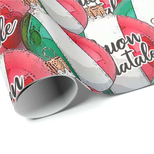 Buon Natale Italienisches Flag Ornamente Umschlagp Geschenkpapier (Rolleneckpunkt)