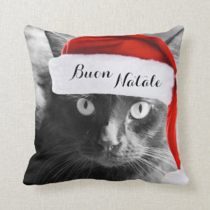 Buon Natale, italienisches Katzen-Weihnachtskissen Kissen