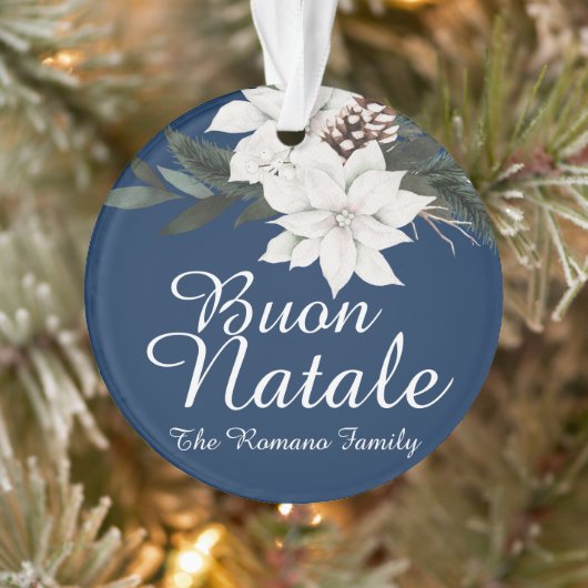 Buon Natale Italienisches Weihnachtsfloron auf Blu Ornament (Baum)
