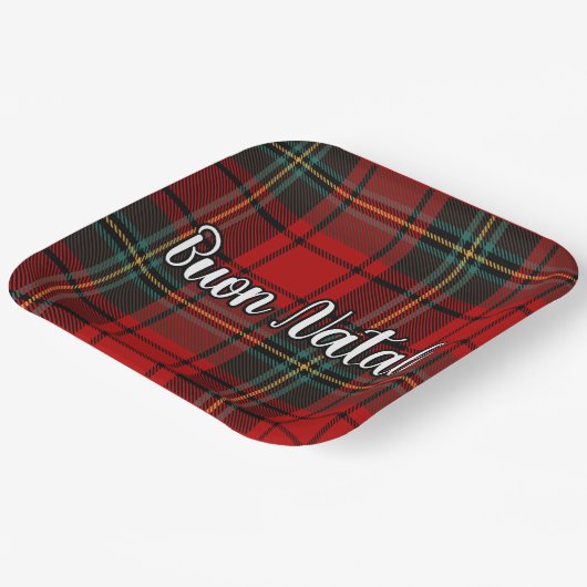 Buon Natale Kariert Pappteller (Gewinkelt)