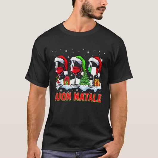 Buon Natale MerChristmas Italienisch Drei Sterne T-Shirt (Vorderseite)